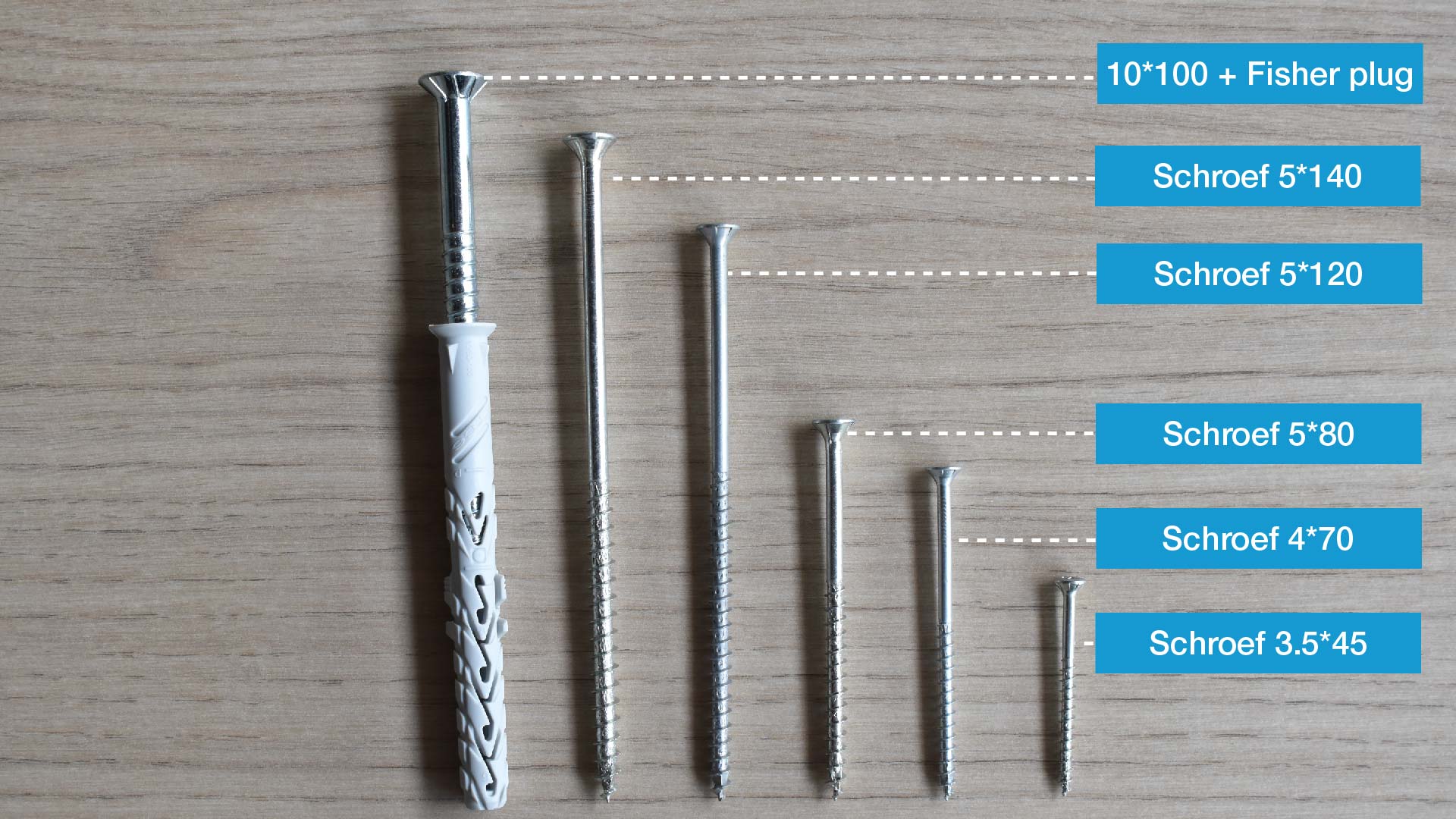 Inhoud montageset -- Dichte Trap